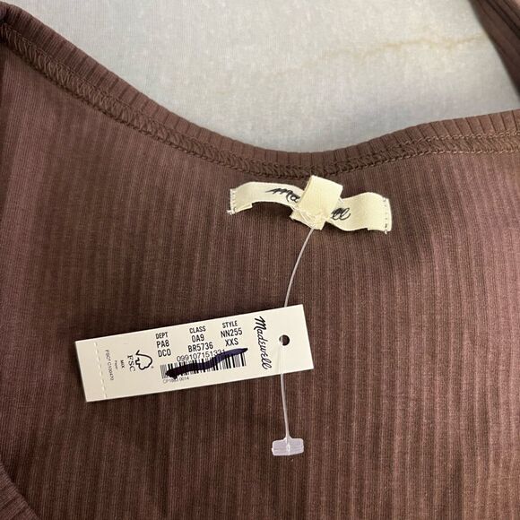 Madewell Square-Neck Long-Sleeve Crop Tee in Sleekhold NWT Size XXS - Picture 4 of 6